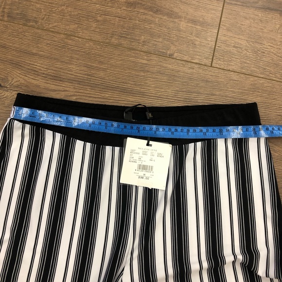 MELANIE LYNE WIDE LEG PALLAZZO VERTICAL STRIPED ELASTIC WAIST PANTS no pockets - Picture 8 of 10